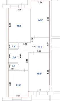 3-к квартира, вторичка, 77м2, 2/3 этаж