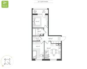 2-к квартира, вторичка, 60м2, 4/17 этаж