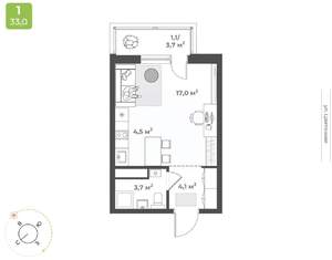 1-к квартира, вторичка, 30м2, 4/10 этаж