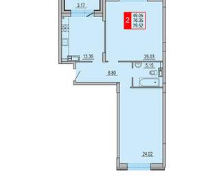 2-к квартира, вторичка, 80м2, 8/8 этаж
