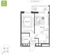 1-к квартира, строящийся дом, 40м2, 9/17 этаж