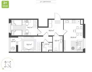 2-к квартира, вторичка, 68м2, 5/10 этаж