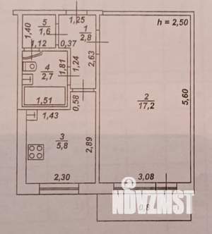1-к квартира, вторичка, 31м2, 5/5 этаж
