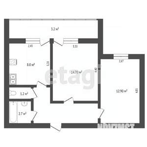 2-к квартира, вторичка, 50м2, 2/9 этаж