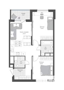 2-к квартира, вторичка, 66м2, 10/10 этаж