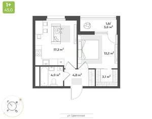 1-к квартира, вторичка, 43м2, 11/18 этаж