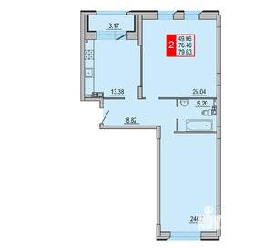 2-к квартира, вторичка, 80м2, 5/8 этаж