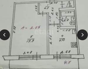 1-к квартира, вторичка, 36м2, 1/5 этаж