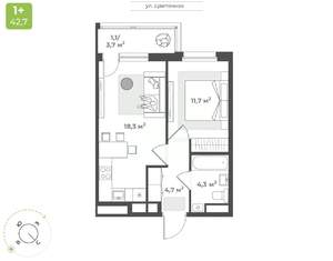 1-к квартира, строящийся дом, 40м2, 6/17 этаж
