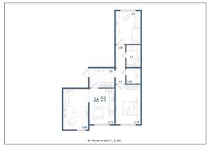 3-к квартира, сданный дом, 65м2, 2/15 этаж