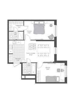 2-к квартира, вторичка, 60м2, 2/10 этаж