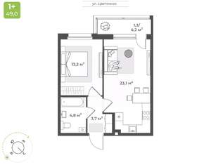 1-к квартира, вторичка, 46м2, 2/10 этаж