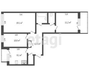 3-к квартира, вторичка, 69м2, 8/9 этаж
