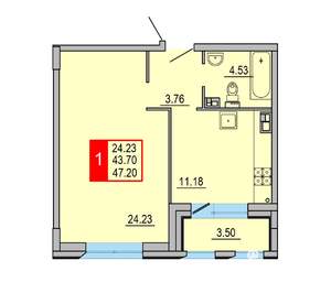 1-к квартира, вторичка, 47м2, 5/8 этаж