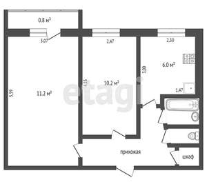 2-к квартира, вторичка, 54м2, 5/5 этаж