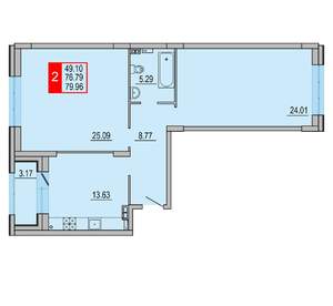 2-к квартира, вторичка, 80м2, 2/8 этаж