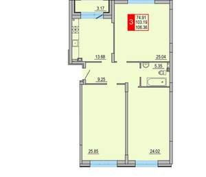 3-к квартира, вторичка, 106м2, 1/8 этаж
