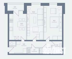 2-к квартира, вторичка, 59м2, 7/10 этаж