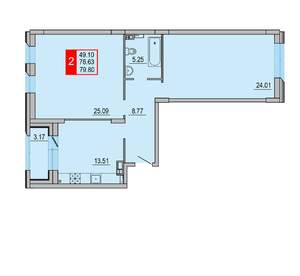 2-к квартира, вторичка, 80м2, 4/8 этаж