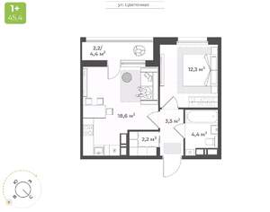 1-к квартира, вторичка, 43м2, 13/17 этаж