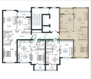 2-к квартира, сданный дом, 65м2, 3/17 этаж