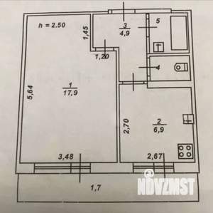 1-к квартира, вторичка, 34м2, 4/5 этаж