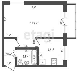 1-к квартира, вторичка, 32м2, 1/5 этаж
