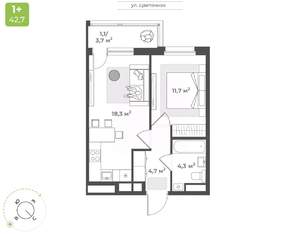1-к квартира, строящийся дом, 40м2, 8/17 этаж