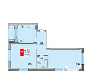 2-к квартира, вторичка, 79м2, 1/8 этаж