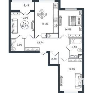 3-к квартира, вторичка, 84м2, 15/15 этаж