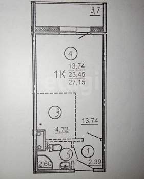 Студия квартира, вторичка, 27м2, 2/17 этаж
