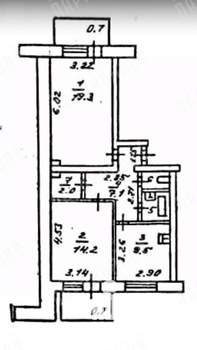 2-к квартира, вторичка, 56м2, 1/3 этаж