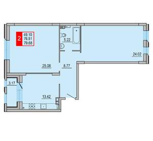 2-к квартира, вторичка, 80м2, 5/8 этаж