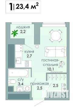 Студия квартира, вторичка, 23м2, 4/12 этаж