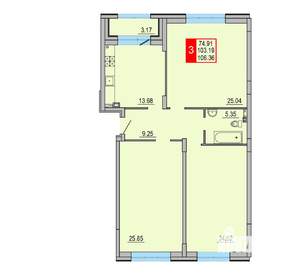 3-к квартира, вторичка, 106м2, 1/8 этаж