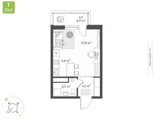 Студия квартира, строящийся дом, 30м2, 2/17 этаж