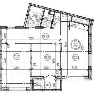 2-к квартира, вторичка, 78м2, 15/16 этаж