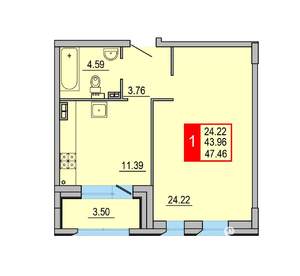 1-к квартира, вторичка, 47м2, 3/8 этаж