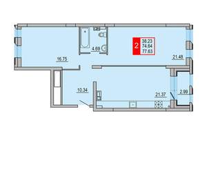 2-к квартира, вторичка, 78м2, 5/8 этаж