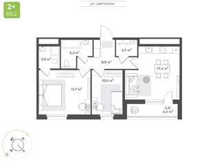 2-к квартира, вторичка, 67м2, 2/16 этаж