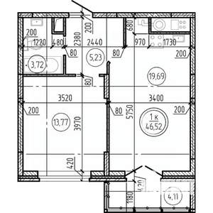 1-к квартира, вторичка, 47м2, 6/16 этаж
