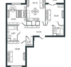 3-к квартира, вторичка, 85м2, 6/16 этаж