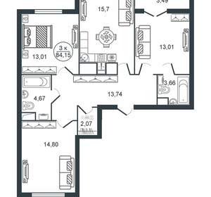 3-к квартира, вторичка, 84м2, 12/16 этаж