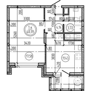 1-к квартира, вторичка, 40м2, 2/16 этаж