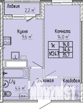 1-к квартира, строящийся дом, 36м2, 5/10 этаж