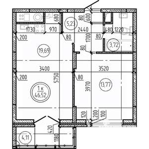 1-к квартира, вторичка, 47м2, 9/16 этаж