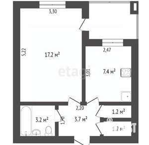 1-к квартира, вторичка, 32м2, 3/12 этаж