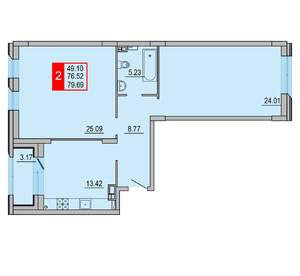 2-к квартира, вторичка, 80м2, 6/8 этаж