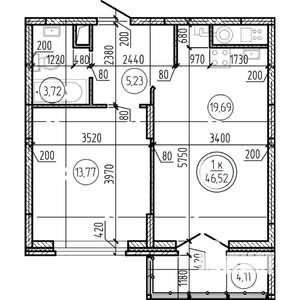 1-к квартира, вторичка, 47м2, 5/16 этаж