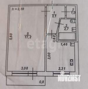 1-к квартира, вторичка, 32м2, 2/5 этаж